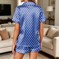 thumbnail image 5 of Satin Pajamas Set for Women Short Sleeve Sleepwear Soft Button Down Pjs 2 Piece Casual Shorts Summer Set, 5 of 5
