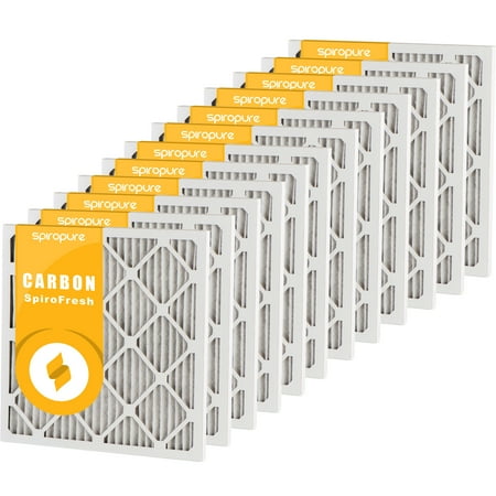 

SpiroPure 10x20x1 MERV 8 Odor Reduction Air Filters - Made in USA (12 Pack)