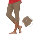 thumbnail image 2 of felwors Summer Capris for Women Casual Stretch High Waisted Yoga Pants Lightweight Pull On Side Split Athletic Cropped Trouser Khaki for Size M, 2 of 4