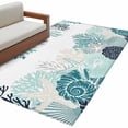 thumbnail image 2 of Summer Marine Life Washable Area Rug 4 x 6 ft Ocean Coral Teal Coastal Starfish Blue Conch, Soft Non Slip Rugs Stain Repellent Indoor Felt Carpet for Living Dining Room Bedroom Home Office, 2 of 9
