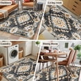 thumbnail image 5 of 3'x5' Area Rugs, Grey Orange Boho Indoor Outdoor Area Rug for Living Room Bedroom, Southwestern Ethnic Retro Geometric Washable Bathroom Rugs Kitchen Floor Carpet Mats Home Decor Aesthetic, 5 of 8