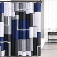 thumbnail image 2 of Blue Shower Curtain Set with Hooks Blue and White Morden Shower Curtains for Bathroom Fabric Grey Shower Curtain Abstract Geometric Bath Curtains Decorative Gray Shower Curtain Water Repellent 72x72, 2 of 6