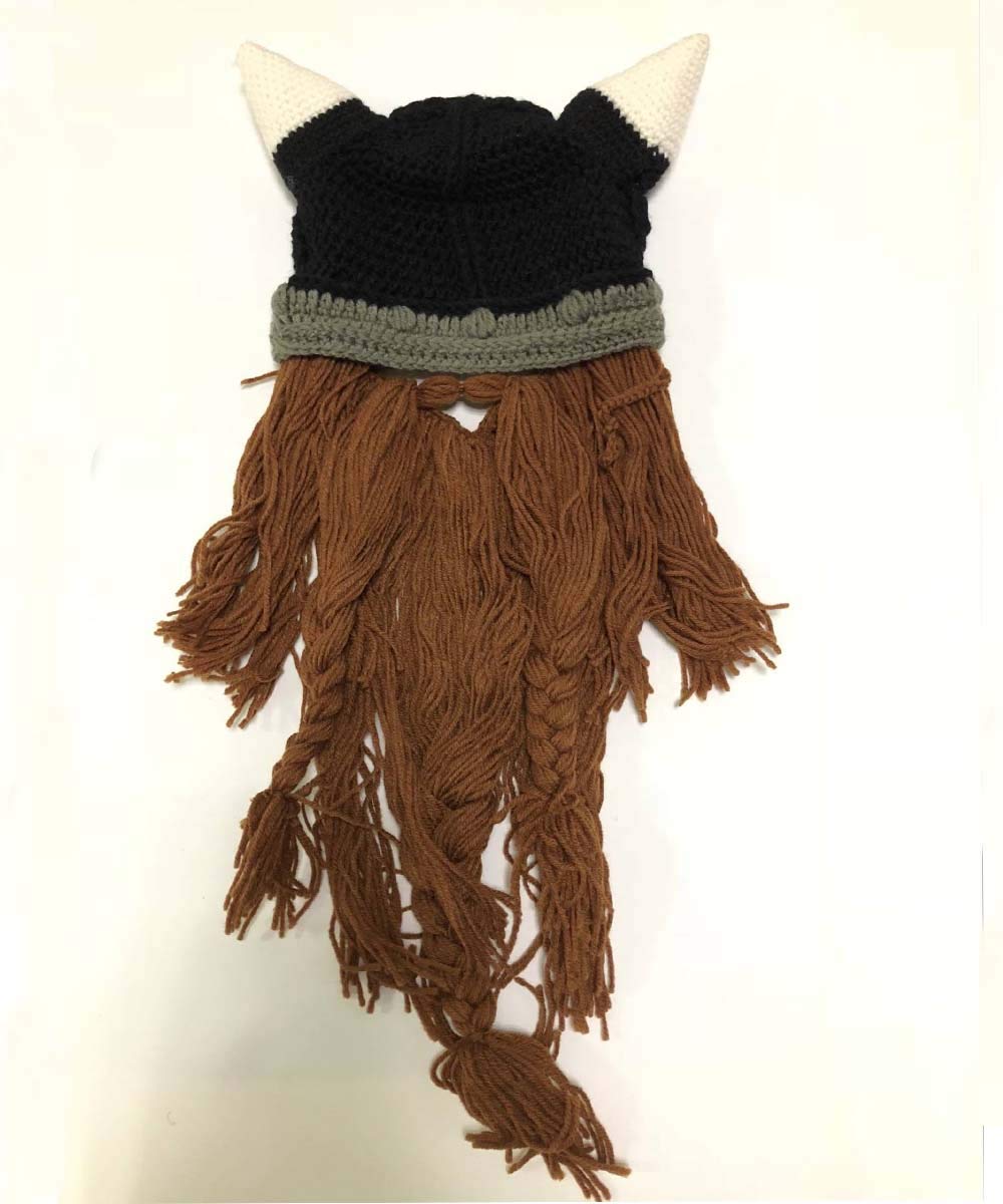 Winter Warm Mask Knitted Wool Funny Skull Cap Wig Beard Hats Handmade Knit Warm Winter Caps Ski Funny Mask Beanie for Men Women