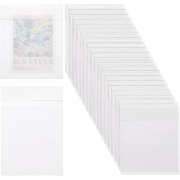 60pc Waxed Paper Storage Bags Rectangle White 12x8.3x0.01cm
