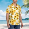 thumbnail image 3 of Pofeuu Artistic Marble Pattern Sunflower Print Hawaiian Shirt for Men Sleeves Casual Button Down Summer Beach Dress Shirts T-Shirts,Medium, 3 of 7