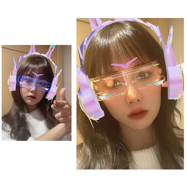 TONKBEEY LED Light Up Glasses Multicolor Cyberpunk Goggles