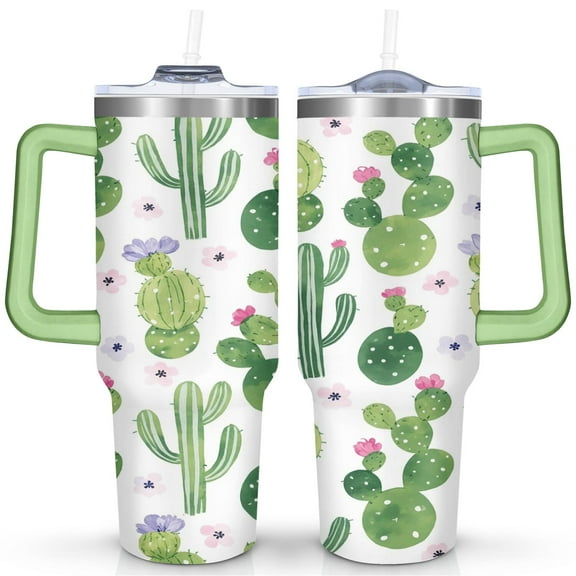 40 OZ Cactus Tumbler Gifts for Women Men Birthday Travel Cup Gifts for Daughter Mom Best Friend Travelers Insulated Stainless Steel Cup with Handle