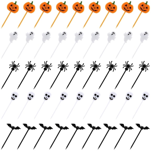 Naler 100 Pcs Halloween Picks Plastic Halloween Party Cupcake Toppers Halloween Appetizer Picks