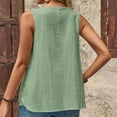 thumbnail image 4 of ECZHAW Petite Tops for Women Cotton Linen Summer Tank Tops Dressy Casual Button Trim Crewneck Sleeveless Shirts, 4 of 7