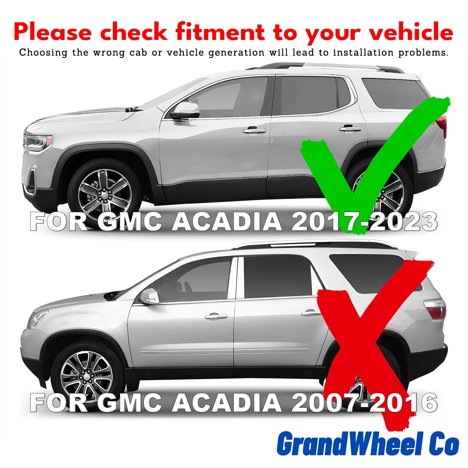GrandWheel Co Window Deflectors Smoke Tinted In-Channel Side Window Vent Visor Deflectors Rain Guards Compatible with GMC Acadia 2017-2023 - 4 pcs. GW0842