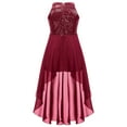 thumbnail image 3 of YONGHS Kids Girls Maxi Romper Dress Sequined Party Formal Jumpsuit Gown A Burgundy 14, 3 of 7