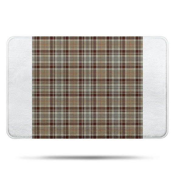 Brown Beige Plaid Checkered Pattern Bathroom Rugs Mat,Non Slip Microfiber Bathroom Rug,Rubber Backing,Soft Bathroom Mats for Bathroom Floor,Tub and Shower,17x27in(43x68cm)