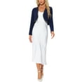 thumbnail image 2 of INSPIRE CHIC Long Sleeve Crop Cardigan for Women's Contrast Trim Collar Bolero Casual Work Tops XS Dark Blue, 2 of 6