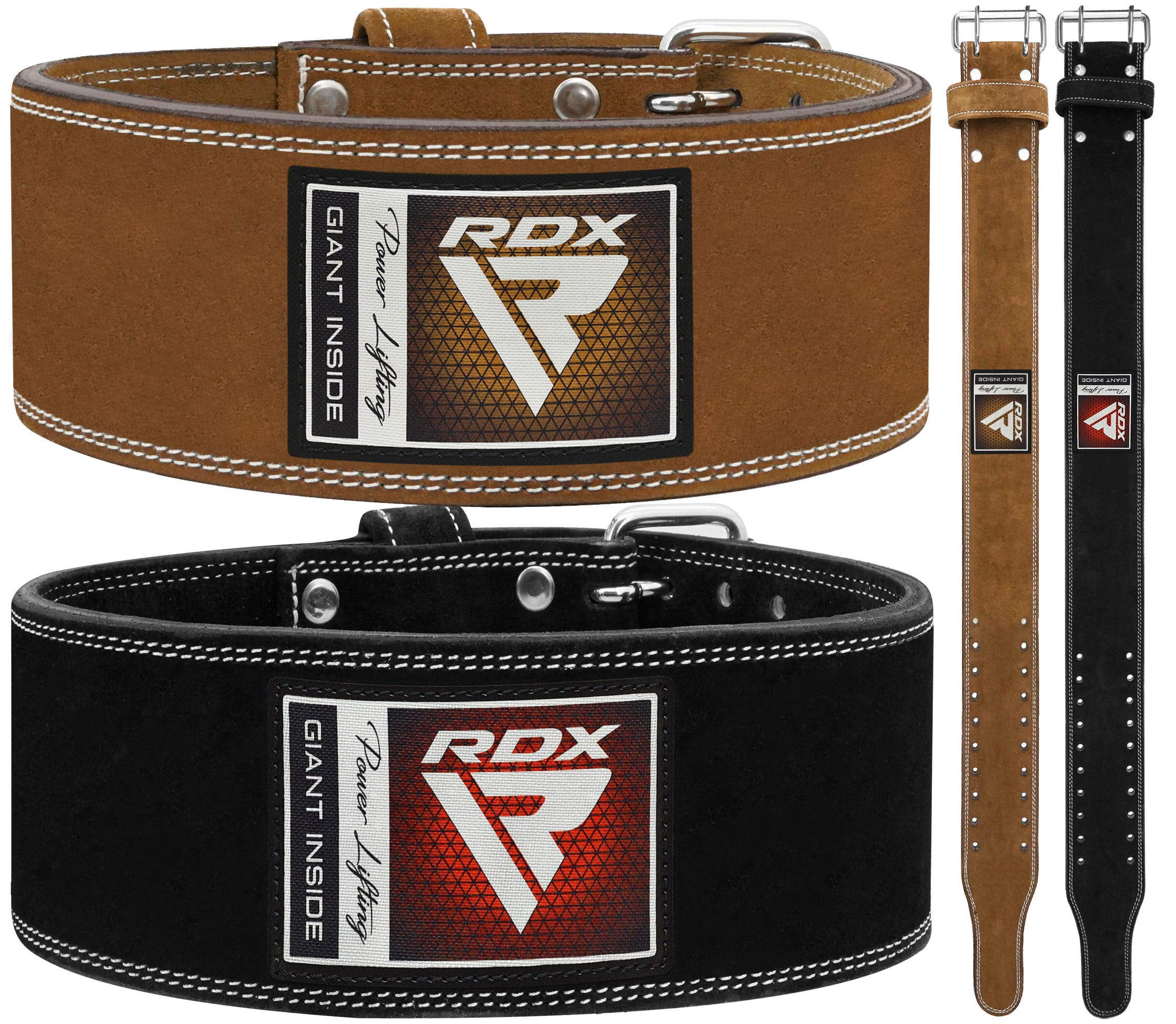 6" Leather Weight Lifting Powerlifting Belt for Men with Lifting Wrist Straps 