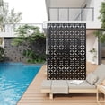 thumbnail image 1 of EastVita 72x47 Inch Metal Privacy Screen, Freestanding Decorative Divider for Garden with Stable Base, Square Coin Pattern, 1 of 8