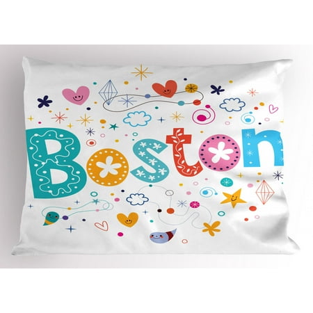 - Boston Pillow Sham Doodle Hand Drawn Icons of Stars Hearts Droplets Diamonds Puffy Clouds and Flowers, Decorative Standard Size Printed Pillowcase, 26 X 20 Inches, Multicolor, by Ambesonne