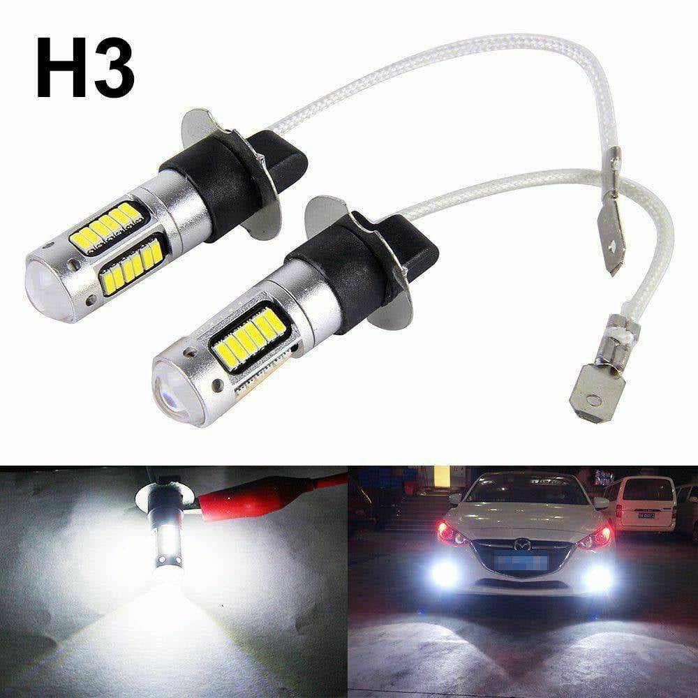 2X H3 100W LED Fog Light Bulb Car Auto Super Bright Replacement Lamp 6000K White