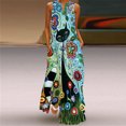 thumbnail image 1 of SMihono Été Boho Maxi Robe pour les Femmes Plus Size Femmes Casual Longue Robe avec Imprimé Floral Rayé Maxi Sans Manches Robe Plage Swing Sundress, 1 of 9