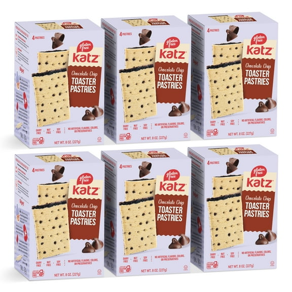 Katz Gluten Free Toaster Pastries - Chocolate Chip |Gluten Free, Dairy Free, Nut Free, Soy Free, Kosher| (6 Pack, 8.0 Ounce Each)