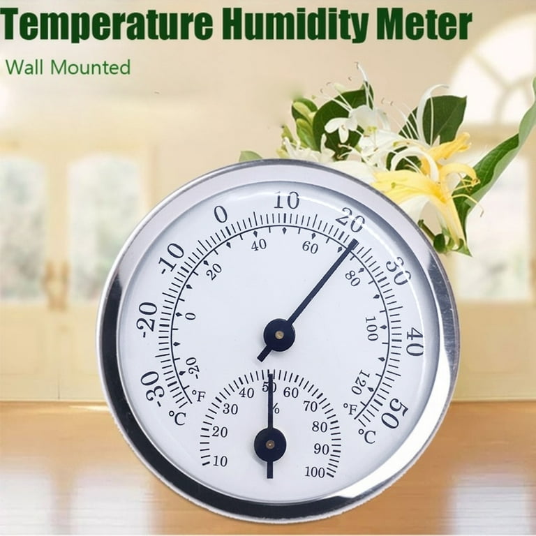 Indoor Outdoor Thermometer Hygrometer,Mini 2 in 1 Temperature Humidity  Gauge,Round Pointer Analog Hygrometer for Indoor Office Home Room Outdoor  A8A5