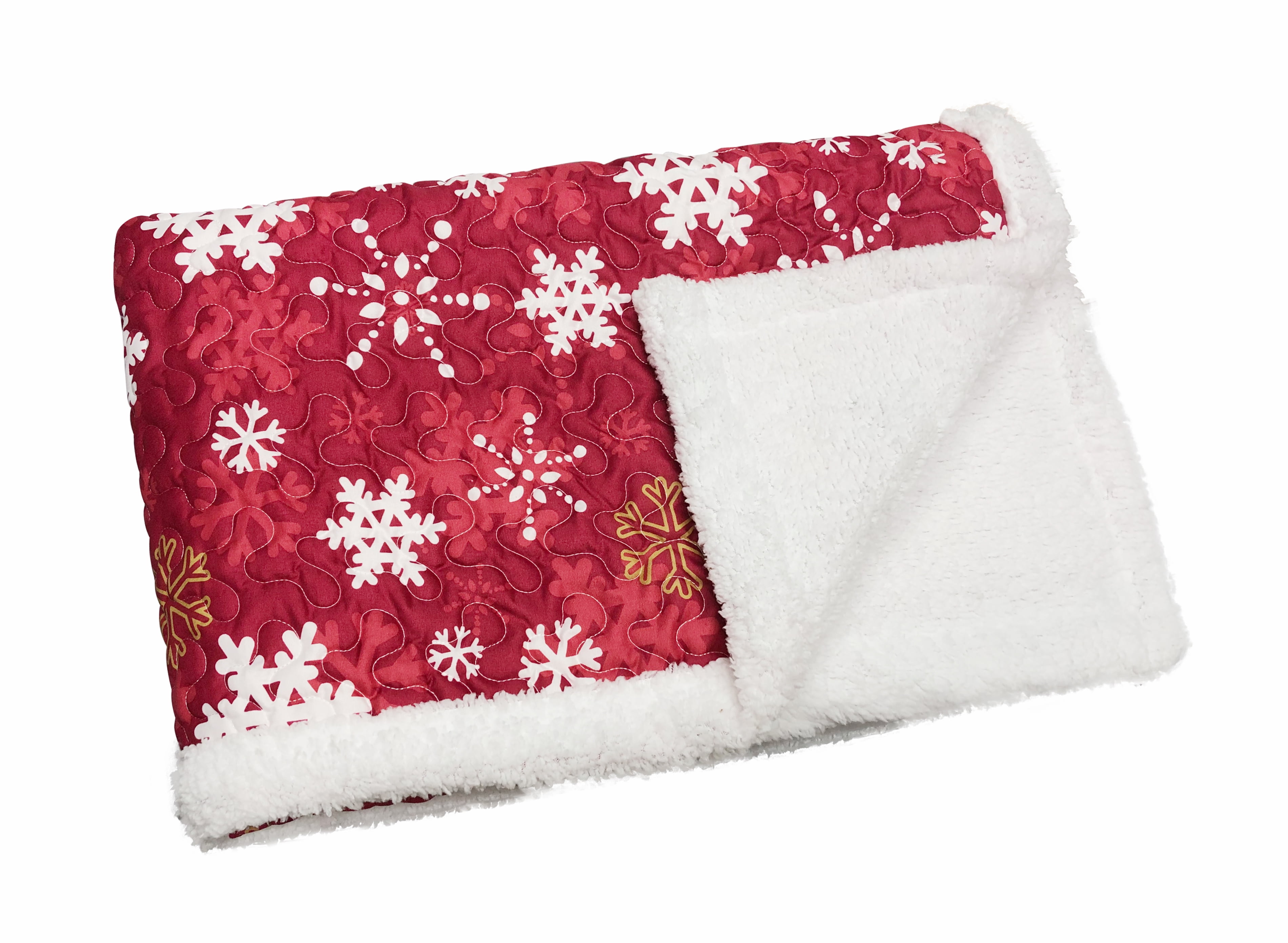 Snowflake Red Sherpa Throw 50x60