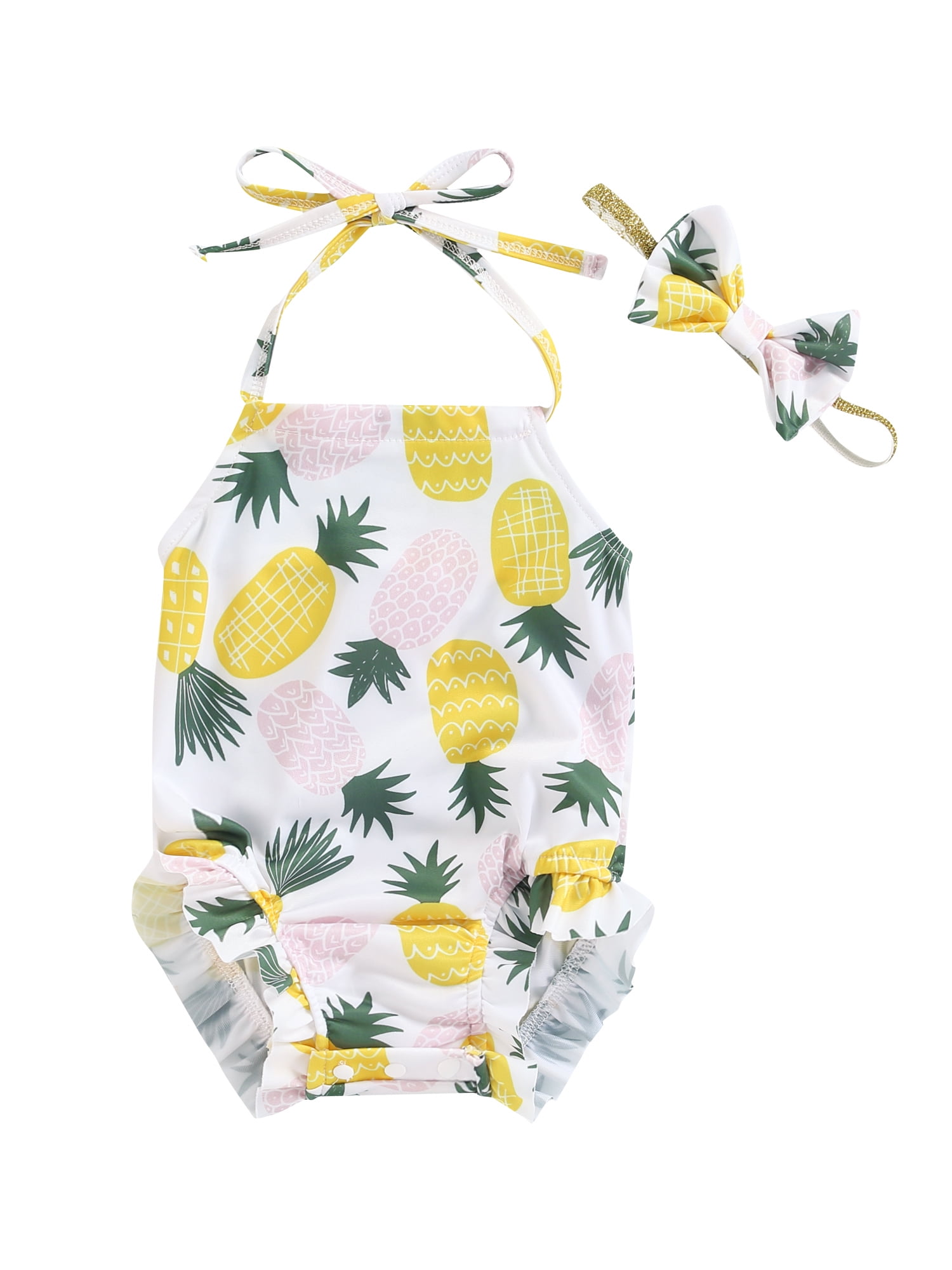 xkwyshop Newborn Infant Baby Girl Swimsuit 2 Pieces Bikini Halter Sunflower/Flamingo Baby Girl Bathing Suit 
