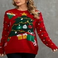thumbnail image 4 of Chandail de Noël pour Femmes Motif Renne de Noël Amusant Manches Longues Col Classique, 4 of 9