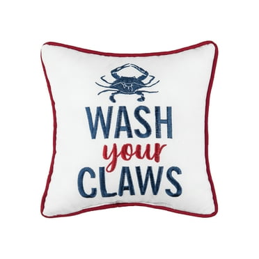 10" x 10" Wash Your Claws Embroidered Small Petite Throw Pillow