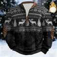 thumbnail image 2 of Mens Christmas Quarter Zip Pullover Hoodless Sweatshirt Long Sleeve Crewneck Thermal Lined Winter Warm Top, 2 of 5
