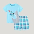 thumbnail image 2 of UngA Toddler Boys Summer Clothes 2T 3T 4T 5T Kids Truck Embroidery Short Sleeve T-Shirt Tops and Plaid Shorts Set Toddler Boy Outfits (Sky Blue,4-5 Years), 2 of 6