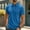 Blue, variant on Men's Ribbed Knit Collared Shirt, Fashion Allover Vertical Stripe Texture, Short Sleeve Button Placket Top White S
