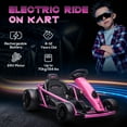 thumbnail image 3 of Aosom 24V 8.1 MPH Drifting Electric Go Kart with Slow Start, Music, Horn, Safety Belt for 8-12 Years, Pink, 3 of 9