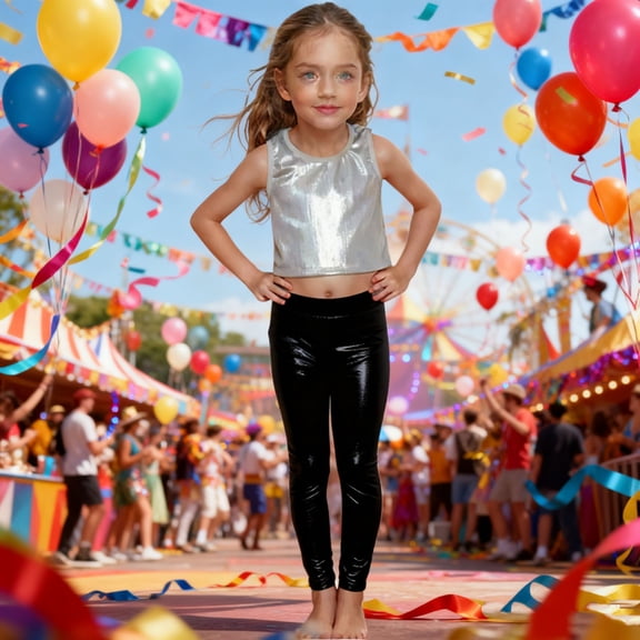 YMNXA Big Kids Girls Leggings High Waist Solid Color Performance Dance Pants Stretchy Straight Leg Trousers For Stage Shows Black 3-4 Years