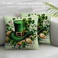 thumbnail image 3 of JRXY ST Patricks Day Clover Hat Buffalo Plaid Throw Pillow Covers, Polka Dot Lucky Charm Shamrock Decorations for Sofa Couch White, 3 of 5