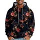 thumbnail image 1 of Men's Loose Flowers Printed Hooded Sweatshirt Men's Casual Fashion Sports Sweatshirt 6XL, 1 of 4