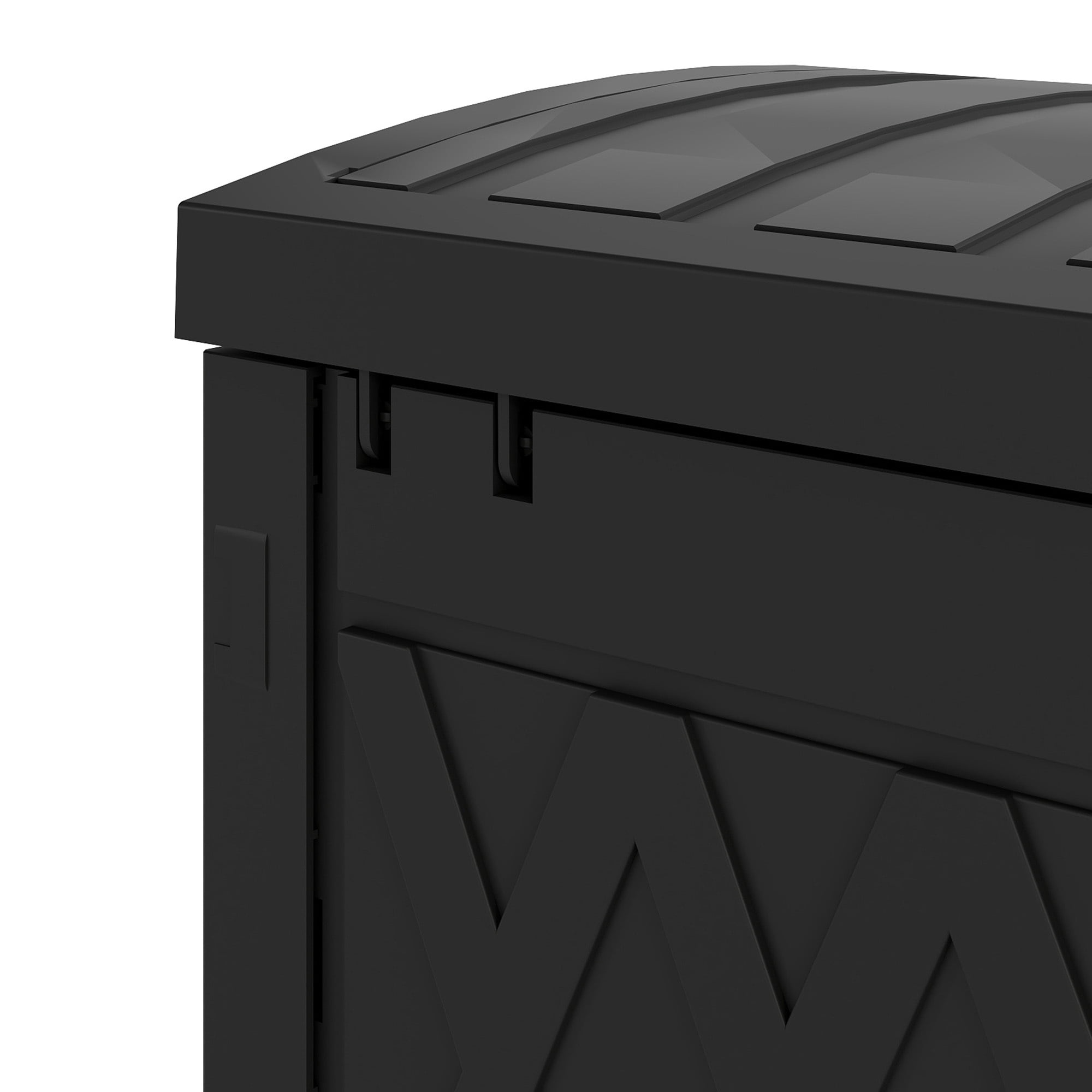 Uforic 33 Gallon Outdoor Trash Can, Layered Lid with Drip Tray, Waterproof Garbage Bin for Patio, Deck, Backyard, Black