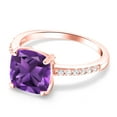 thumbnail image 4 of Gem Stone King 2.22 Ct Cushion Purple Amethyst 18K Rose Gold Plated Silver Ring, 4 of 4