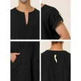 thumbnail image 5 of Camisón de manga corta para hombre, de algodón, con escote en V y abertura lateral, vestido largo Negro S, 5 of 5