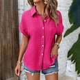 thumbnail image 2 of spring tops for women womens summer blouses "Women’s Solid Color Casual Batwing Sleeve Button Up Shirt", 2 of 4