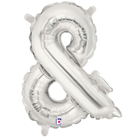 14 inch Ampersand - Silver (Airfill Only) Betallic Foil Mylar Balloon - Party Supplies Decorations