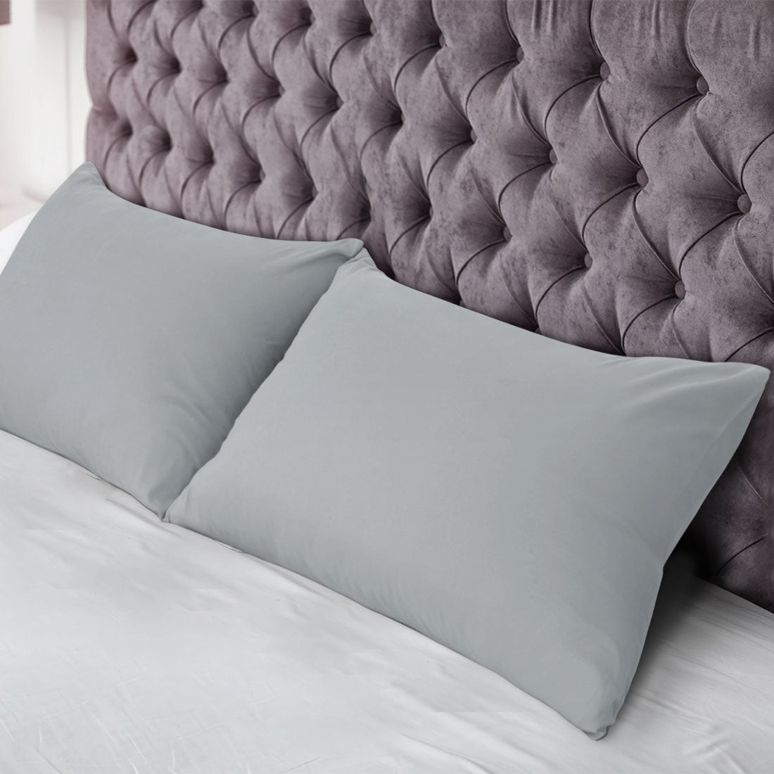 Unique Bargains 2-Pack Solid Microfiber Pillowcases, Standard, Light Grey