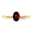 thumbnail image 5 of 14K Yellow Gold Ring Band with Stones (01) January Garnet Oval Red Diamond Round White, Size 8, 5 of 5