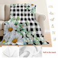 thumbnail image 5 of Spring Floral Blanket Soft Cozy Warm Throw Blanket for Couch, Plush Fuzzy Flannel Fleece Blankets for Sofa, Daisy Eucalyptus Leaves Black White Plaid Bed Blankets Lightweight Gifts for Women, 50"x60", 5 of 9