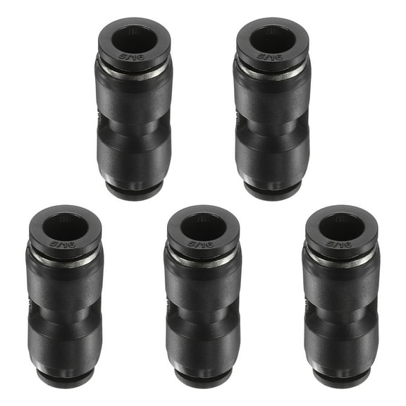 5pcs 5/16" x 1/4" Pneumatic Push to Connect Fittings Straight Union, Black