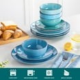 thumbnail image 6 of Malacasa 12 Pcs Dinnerware Sets, Ceramic Plates and Bowls Set, Porcelain Tableware Dishwasher Microwave Safe, Serves for 4 People, Ocean Colors, 6 of 8