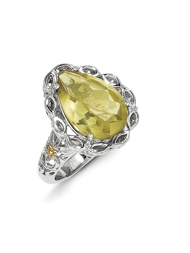 Mia Diamonds 14k Yellow Gold Gold Polished Created Emerald Bow Ring