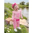 thumbnail image 5 of RUINIXCW Baby Girl Fall Outfit Crew Neck Long Sleeve Romper Pants Bow Headband 3Pcs, 5 of 8