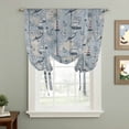 thumbnail image 2 of Blue Seaports Balloon Curtains for Windows, Bedroom Curtains 54 Inch Length, Vintage Ocean Anchor Shark Farmhouse Wood Tie Up Curtains Panels Thermal Insulated Bathroom Curtains Window 42"x54", 2 of 8