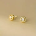 thumbnail image 7 of K-KED 925 Sterling Silver Earrings Cubic Zirconia Round Stud Earrings Jewelry-Gold, 7 of 7