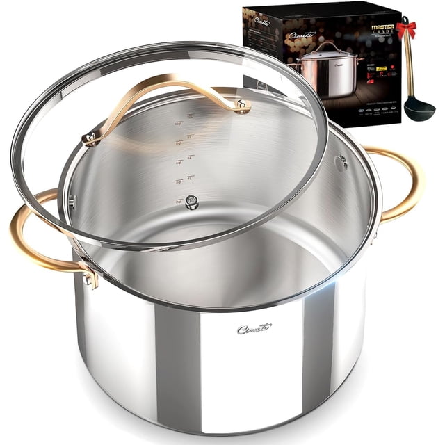Stock Pot Ciwete de acero inoxidable de triple capa 18/10, 12 cuartos de galón